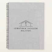 Modern Realtor Home Logo Grijs Nep Linnen Planner (Voorkant)