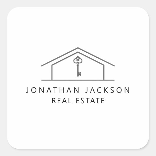 Modern Realtor Home Logo Vierkante Sticker (Voorkant)