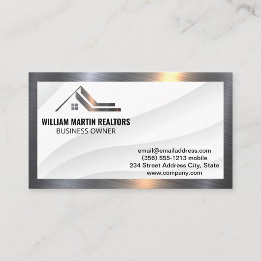 Modern Realtor Metal Logo | Metaalgrens Visitekaartje (Voorkant)
