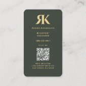 Modern Realtor Monogram R K Donkergroen Visitekaartje (Achterkant)