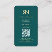 Modern Realtor Monogram R N Donker Blauwgroen onro Visitekaartje (Achterkant)