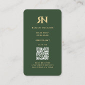 Modern Realtor Monogram R N Donker Sage Groen Visitekaartje (Achterkant)