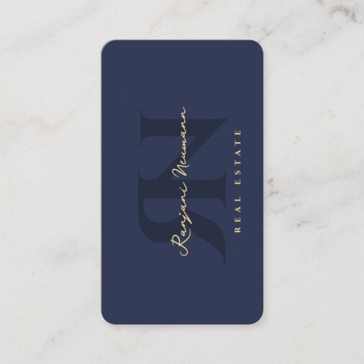 Modern Realtor Monogram R N Donkerblauw onroerend  Visitekaartje (Voorkant)