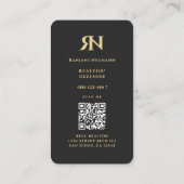Modern Realtor Monogram R N Initiaal Zwart Goud Visitekaartje (Achterkant)