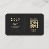 Modern Realtor Monogram Zwart Vastgoed Agent Visitekaartje (Achterkant)