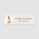 Modern Realtor Name Badge with Photo Arch Elegant (Voorkant)