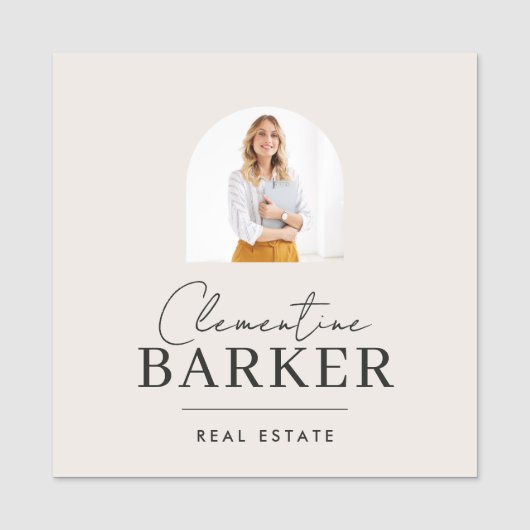 Modern Realtor Name Badge with Photo Arch Elegant (Voorkant)