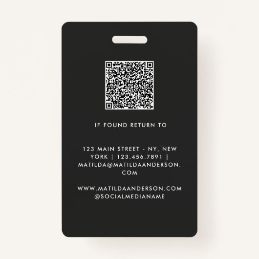 Modern Realtor Name Badge with Photo Arch Elegant (Achterkant)