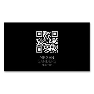 Modern Realtor Zwart QR code Visitekaartje Magnet Magnetisch Visitekaartje