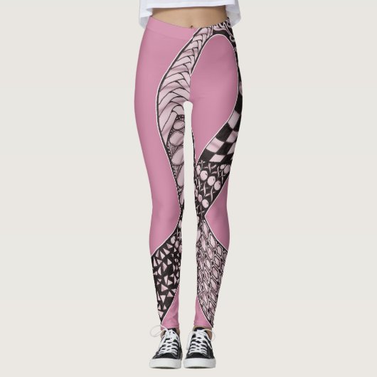 Modern Rebel Breast Cancer Awareness Ribbon Leggings (Voorkant)