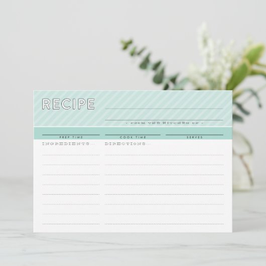 MODERN RECEPT KAART leuke organizer minimal mint (Staand voorkant)