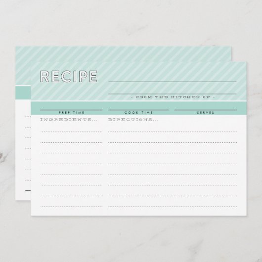 MODERN RECEPT KAART leuke organizer minimal mint (Voorkant / Achterkant)