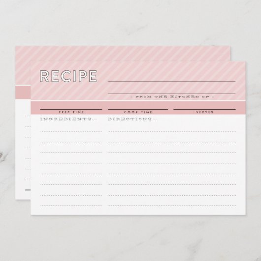 MODERN RECEPT KAART leuke organizer minimal pink (Voorkant / Achterkant)