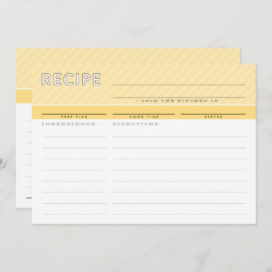 MODERN RECEPT KAART leuke organizer minimal yellow (Voorkant / Achterkant)