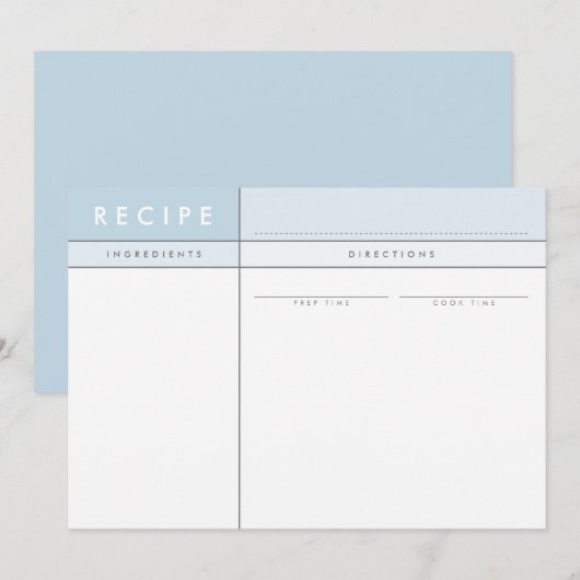 MODERN RECEPT KAART organisator minimal baby blauw (Voorkant / Achterkant)