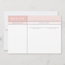 MODERN RECEPT KAART organizer block minimal pink