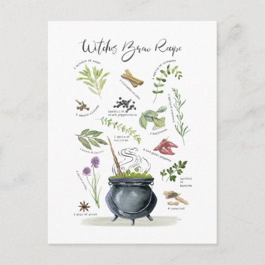 Modern  recept voor een halloween cauldron 1 briefkaart (Voorkant)