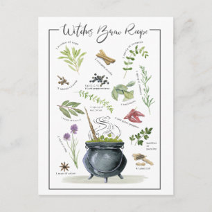 Modern  recept voor een halloween cauldron 1 briefkaart