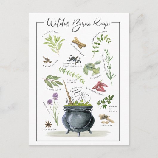 Modern  recept voor een halloween cauldron 1 briefkaart (Voorkant)