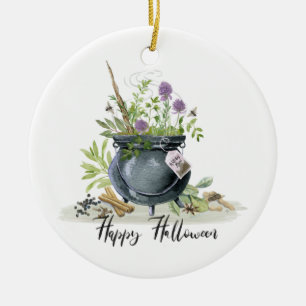 Modern  recept voor een halloween cauldron 1 keramisch ornament