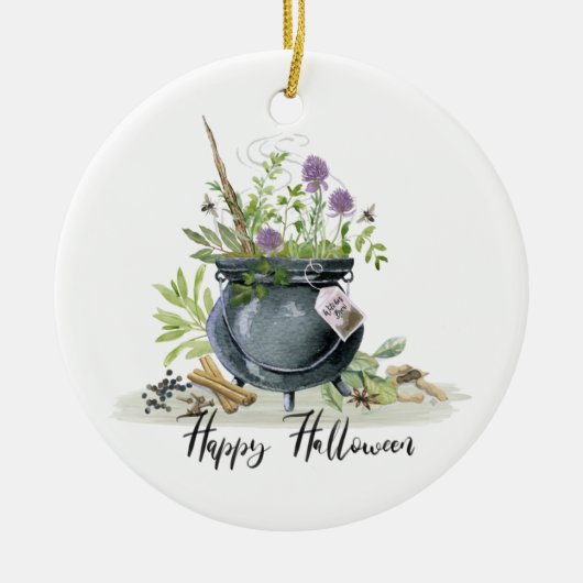 Modern  recept voor een halloween cauldron 1 keramisch ornament (Voorkant)