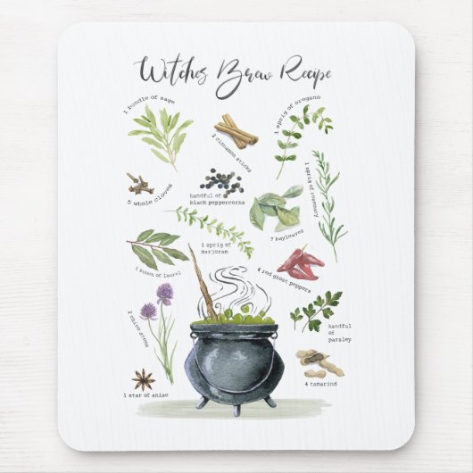 Modern  recept voor een halloween cauldron 1 muismat (Voorkant)