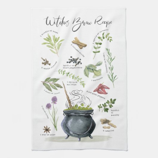 Modern  recept voor een halloween cauldron 1 theedoek (Verticaal)