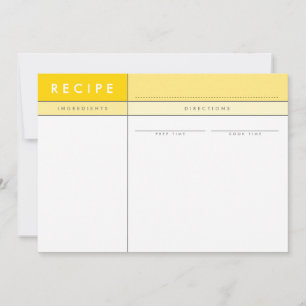 MODERN RECIPE CARD organisator blok minimaal geel Bedankkaart