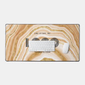 Modern Rectangular Logo Faux Golden Agate Bureaumat (Keyboard & Muis)