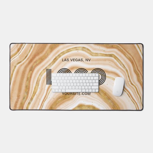 Modern Rectangular Logo Faux Golden Agate Bureaumat (Keyboard & Muis)