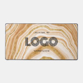 Modern Rectangular Logo Faux Golden Agate Bureaumat (Voorkant)