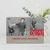 Modern Red 2 Foto blokkeert Eenvoudige GraduPartij Kaart (Staand voorkant)