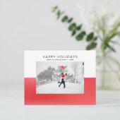 Modern Red 2 Tone Waterverf Happy Holiday Foto Briefkaart (Staand voorkant)