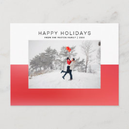 Modern Red 2 Tone Waterverf Happy Holiday Foto Briefkaart
