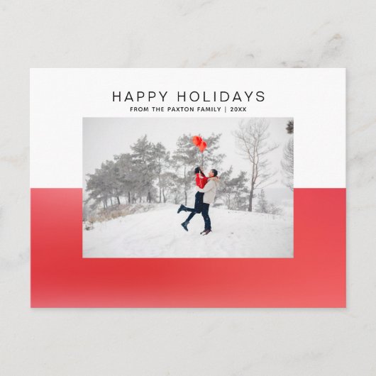 Modern Red 2 Tone Waterverf Happy Holiday Foto Briefkaart (Voorkant)