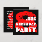 Modern RED 8th Birthday Party 8 Year Old V11A Kaart (Voorkant / Achterkant)