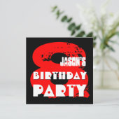 Modern RED 8th Birthday Party 8 Year Old V11A Kaart (Staand voorkant)
