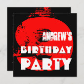 Modern RED 9th Birthday Party 9 Year Old V11 Kaart (Voorkant / Achterkant)