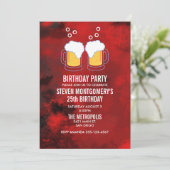 Modern Red Abstract met Beer Steins Birthday Kaart (Staand voorkant)