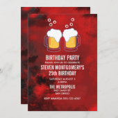 Modern Red Abstract met Beer Steins Birthday Kaart (Voorkant / Achterkant)