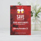 Modern Red Abstract met Beer Steins Birthday Save The Date (Staand voorkant)