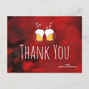 Modern Red Abstract met Beer Steins Dank je Briefkaart