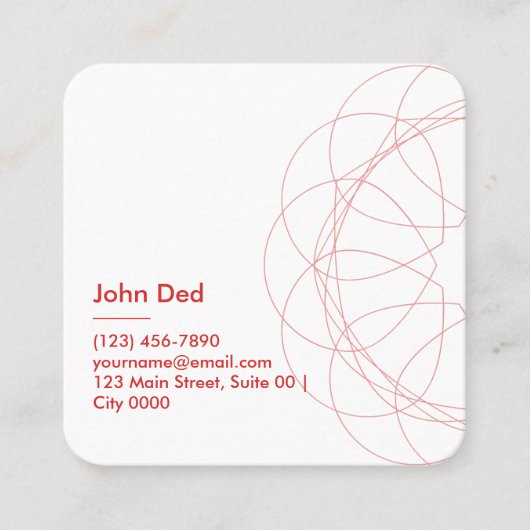 Modern Red Abstract Square Rounded Bold Geometry Vierkante Visitekaartje (Voorkant)
