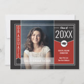 Modern Red Afstuderen Afstuderen Foto Aankondiging (Voorkant)