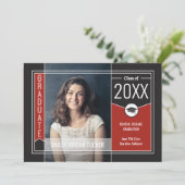 Modern Red Afstuderen Afstuderen Foto Aankondiging (Staand voorkant)