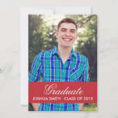 Modern Red Afstuderen Invitation Kaart (Voorkant)