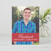 Modern Red Afstuderen Invitation Kaart (Staand voorkant)