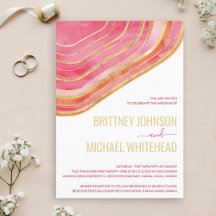 Modern Red Agate Gold Foil Wedding Invitation