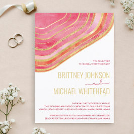 Modern Red Agate Gold Foil Wedding Invitation Kaart