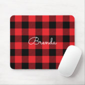 Modern Red and Black Buffalo Check Muismat (Met muis)